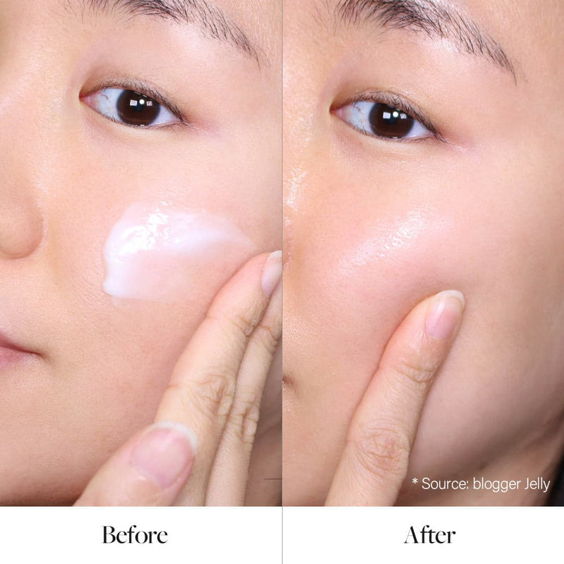 Difference between before/after applying d'Alba Ampoule Balm White Truffle Eco Moisturizing Cream